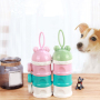 Manufacturer wholesale three layer portable carrier pet dog food container feeder bowl outdoor use