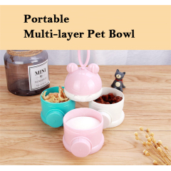 Manufacturer wholesale three layer portable carrier pet dog food container feeder bowl outdoor use