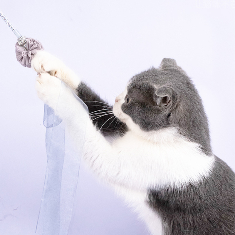 Wholesale 3 PCS Pack Grey Blue Pink Feather Cat Teaser Toy Set