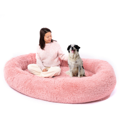 Wholesale Popular Giant Round Plush Cozy Humans Dog Bed For People Adults Washable Matress Memory Foam Large Size Pet Sofa Bed