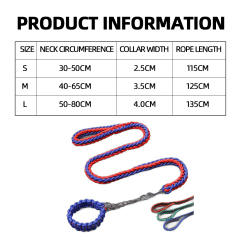 Wholesale Eight-strand Nylon Durable Large Dog Collar and Leash Set