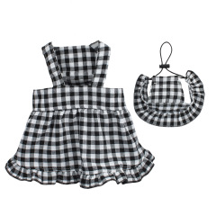Wholesale Plaid Design Pet Accessories Dog Dress With Hat Set
