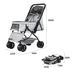 Wholesale Custom Logo Foldable Breathable Travel Portable Cat Dog Pet Stroller