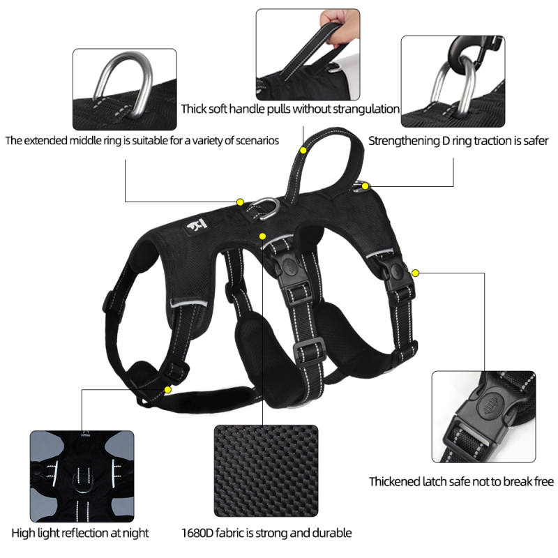 Wholesale Reflective Stripe Large Dog Harness With Pull