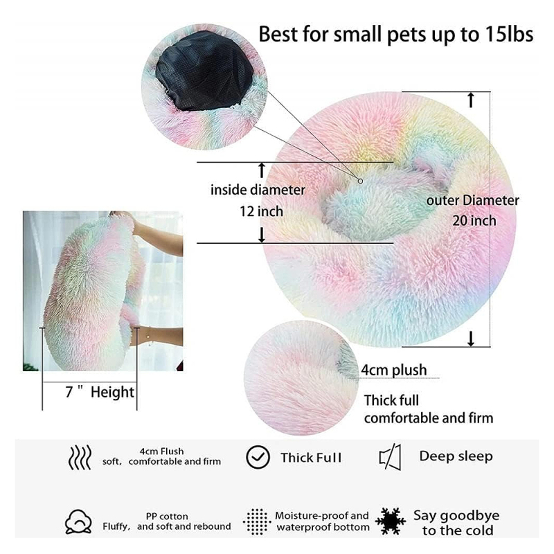 wholesale manufacturer soft luxury plush pet cushion round cat dog bed pet furniture