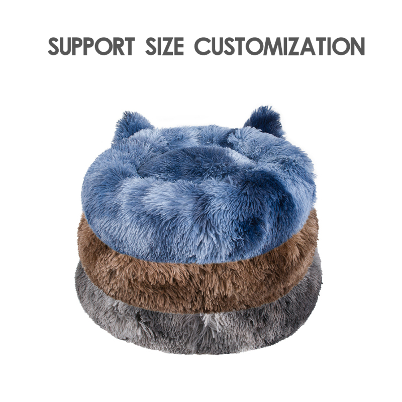 wholesale manufacturer soft luxury plush pet cushion round cat dog bed pet furniture