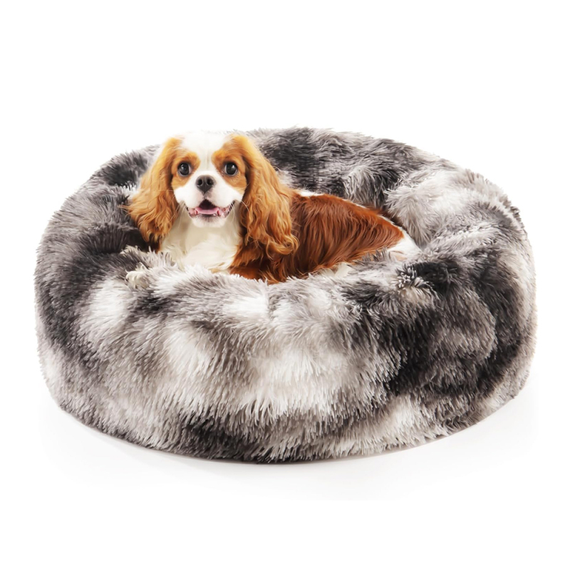 wholesale manufacturer soft luxury plush pet cushion round cat dog bed pet furniture
