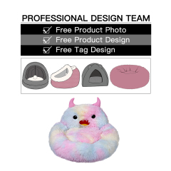 wholesale manufacturer soft luxury plush pet cushion round cat dog bed pet furniture