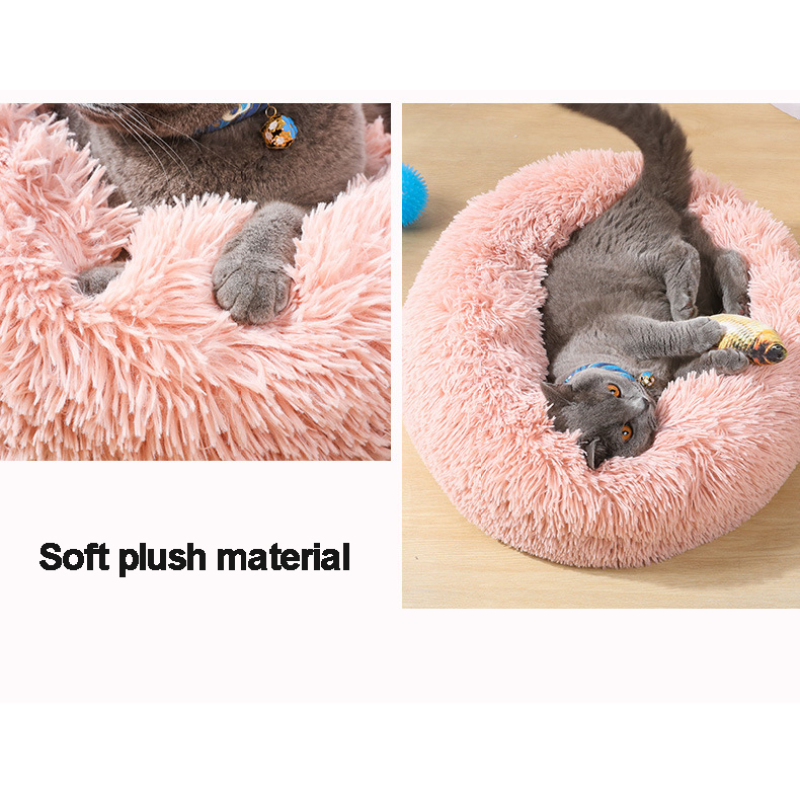 wholesale manufacturer soft luxury plush pet cushion round cat dog bed pet furniture
