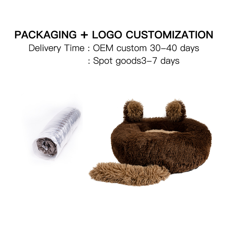 wholesale manufacturer soft luxury plush pet cushion round cat dog bed pet furniture