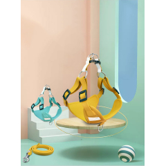 Manufacturer wholesale reflective suede fabric cheap dog harness with leash set