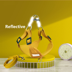 Manufacturer wholesale reflective suede fabric cheap dog harness with leash set