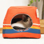 manufacturer wholesale bohemian style foldable warm short plush cat bed functional
