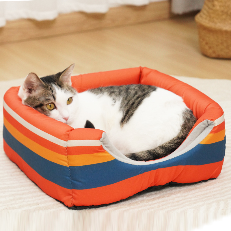 manufacturer wholesale bohemian style foldable warm short plush cat bed functional