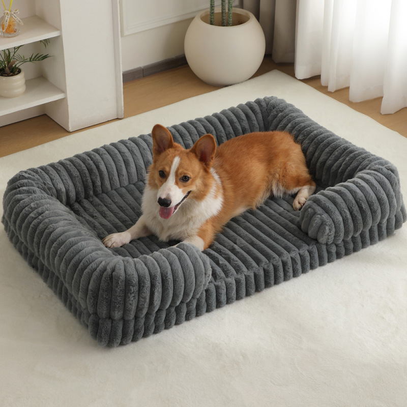 Wholesale Custom Logo Pet Product Sponge Plush Dog Bed for Large Dogs