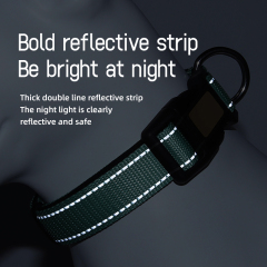 Wholesale Nylon Custom Logo Dog Collar With Reflective Stripe