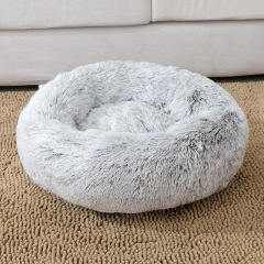 wholesale manufacturer soft plush warm dog cat donut beds tie-dye color