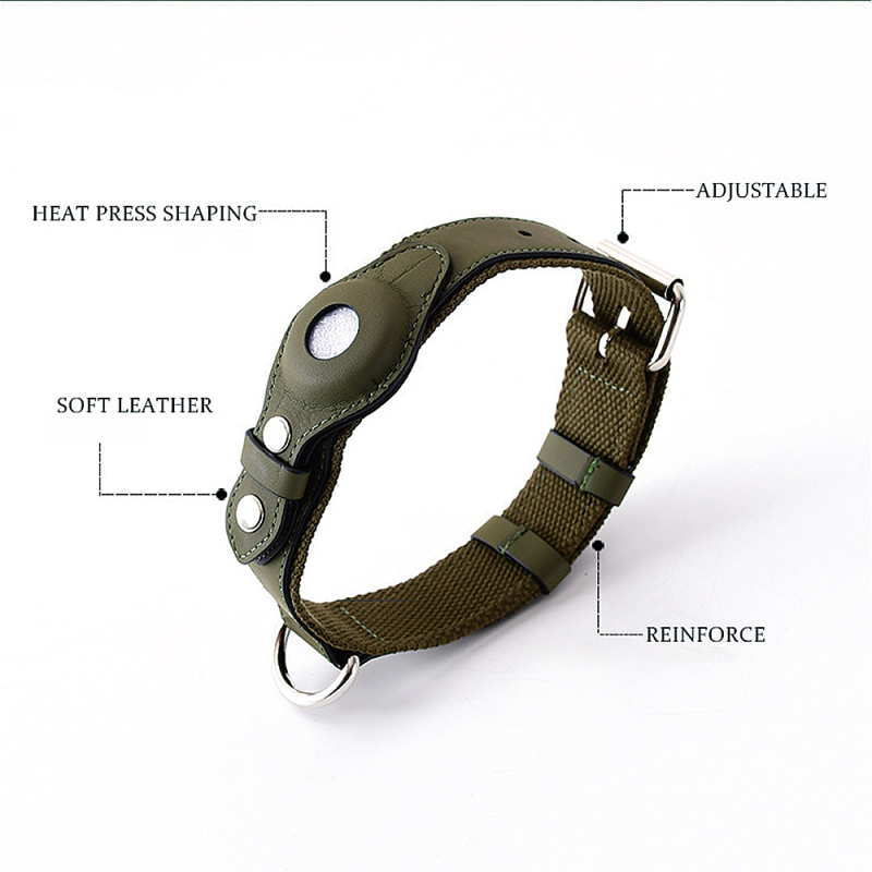 Manufacturer wholesale custom logo leather dog collar placed airtag