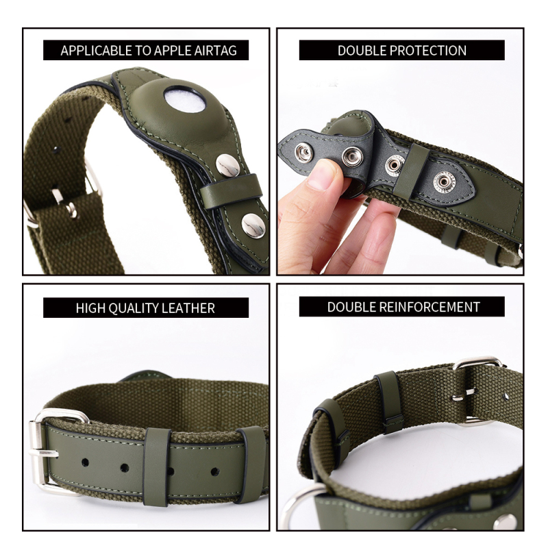 Manufacturer wholesale custom logo leather dog collar placed airtag