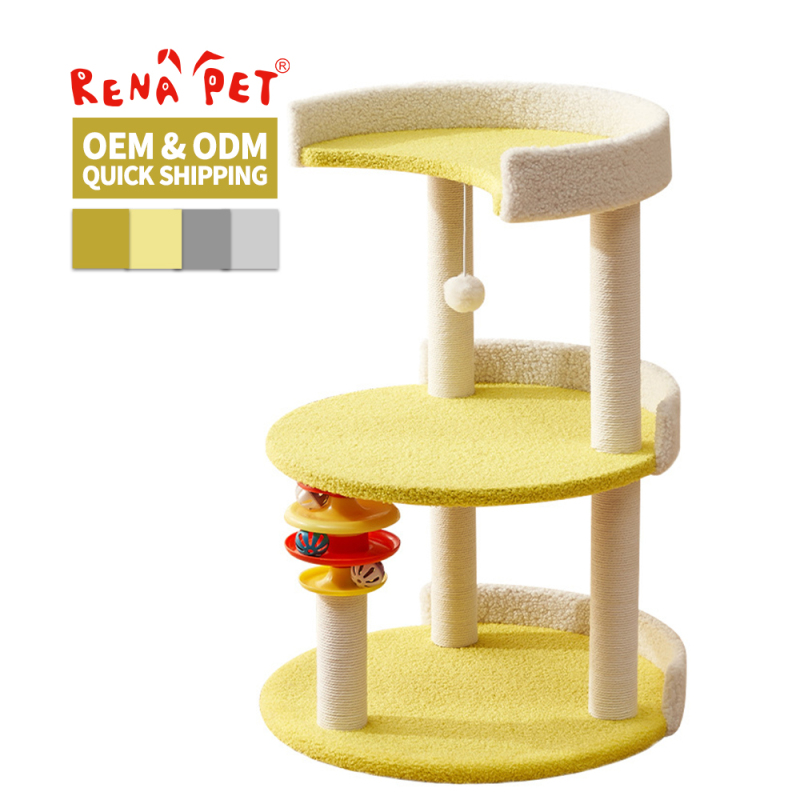 Wholesale Sisal Short Plush Cat Climbing Tree With Ball Toy