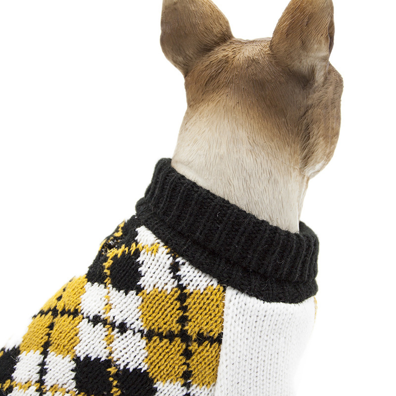 Manufacturer wholesale navy blue yellow plaid winter dog sweater