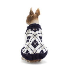 Manufacturer wholesale navy blue yellow plaid winter dog sweater