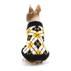 Manufacturer wholesale navy blue yellow plaid winter dog sweater