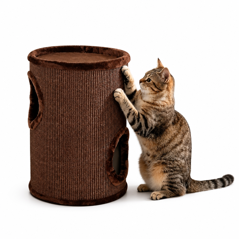 Wholesale Sisal Board Short Plush Brown Cat Tunnel