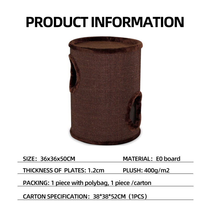Wholesale Sisal Board Short Plush Brown Cat Tunnel
