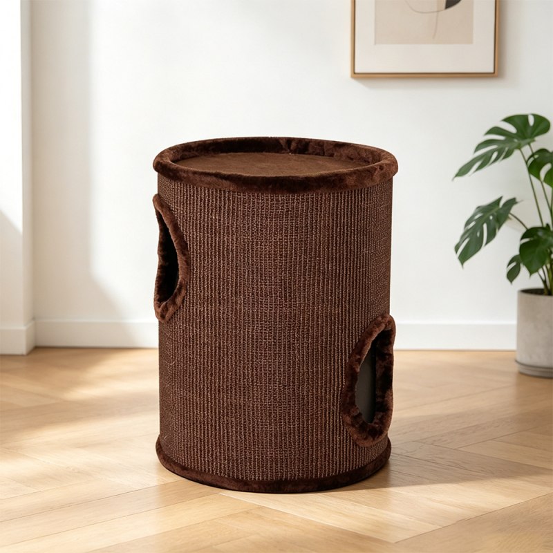 Wholesale Sisal Board Short Plush Brown Cat Tunnel