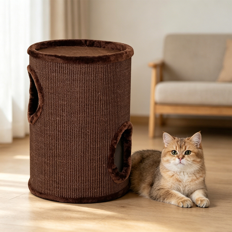 Wholesale Sisal Board Short Plush Brown Cat Tunnel
