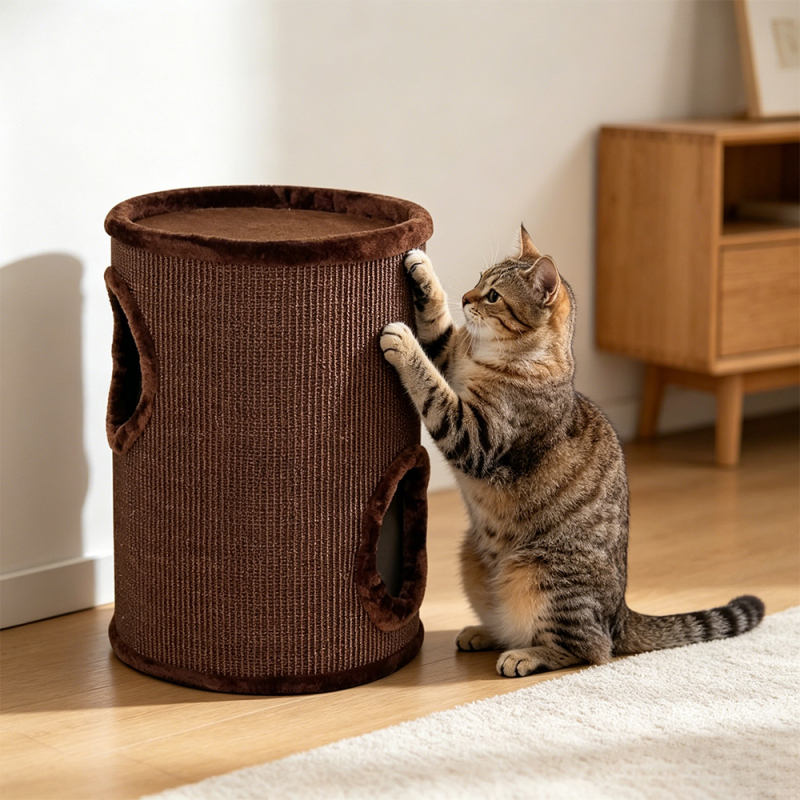 Wholesale Sisal Board Short Plush Brown Cat Tunnel