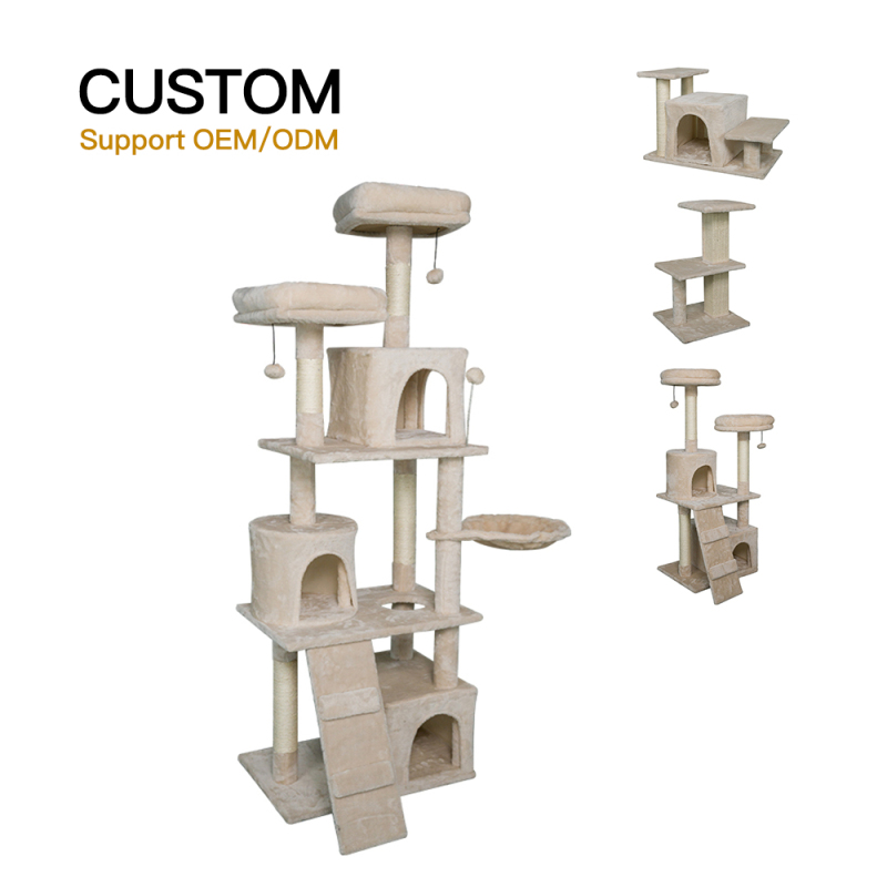 Manufacturer Wholesale Wood Beige Sisal Tree Scratcher Cats Products