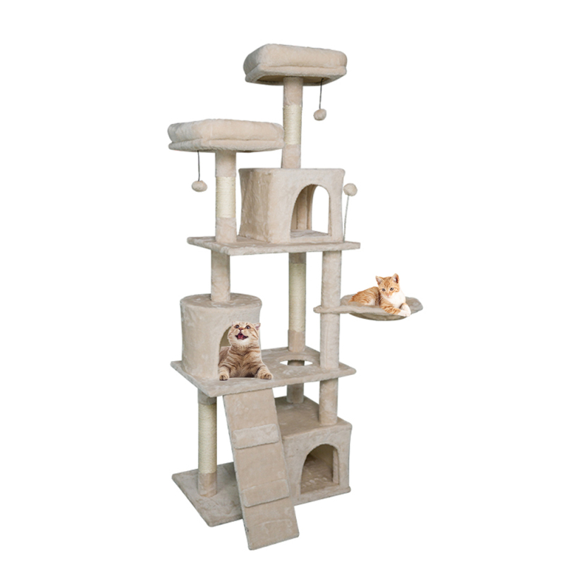 Manufacturer Wholesale Wood Beige Sisal Tree Scratcher Cats Products