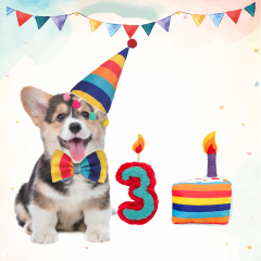 Manufacturer wholesale rainbow cake digital candle dog birthday plush toys