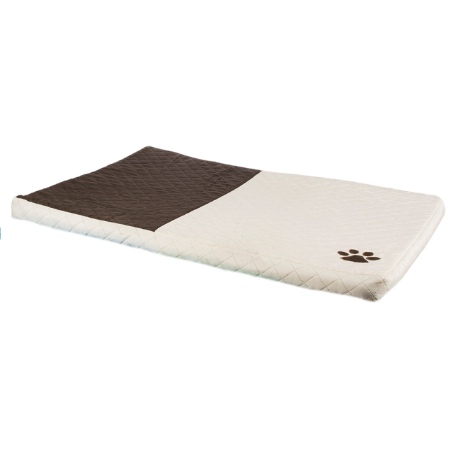 quilted polyester cloth brown footprint memory foam pet cushion