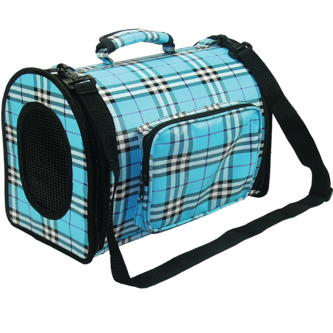 BSCI Big Portable and Washable Airline Travel Dog Carrier blue plaid