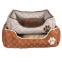 Wholesale rectangle warm cheap dog bed grey brown plaid