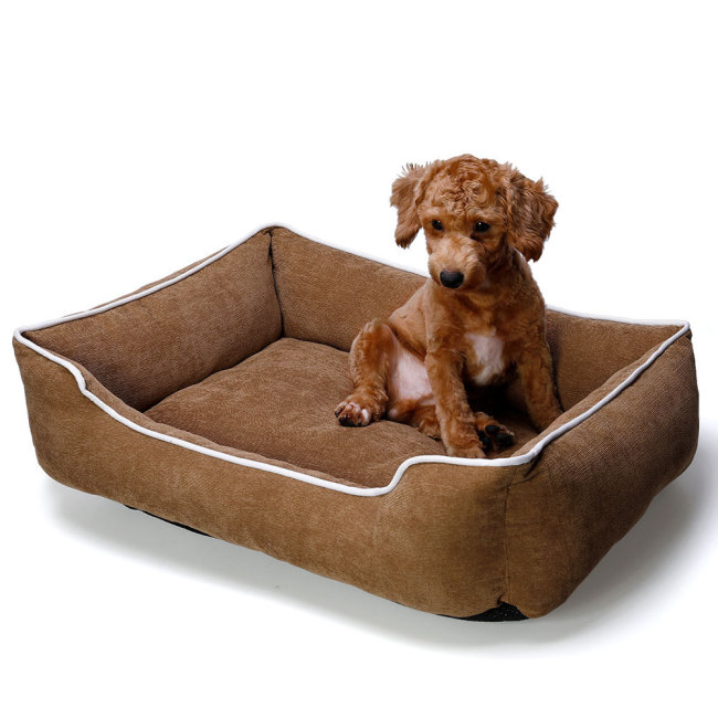 Manufacturer wholesale washable detachable non-slip bottom dog bed brown grey