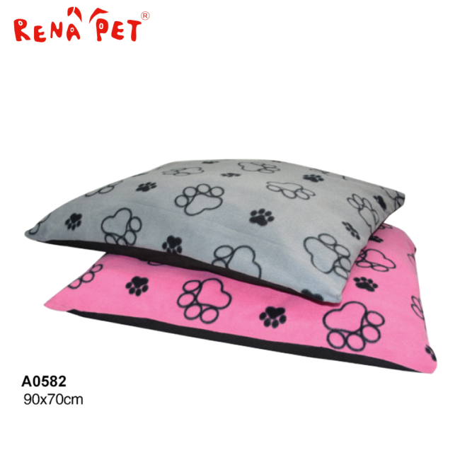 Grey and pink color soft polyester pet dog bed cushion luxury