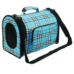 BSCI Big Portable and Washable Airline Travel Dog Carrier blue plaid