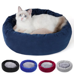 Manufacturer wholesale soft grey blue red removable mat small dog cat bed round