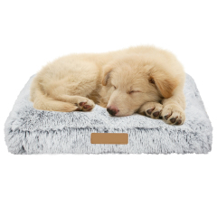 Manufacturer wholesale memory foam pink grey warm dog plush cushion bed