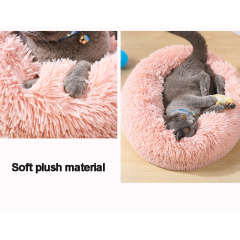 Manufacturer wholesale pink luxury donut round plush dog pet cat bed