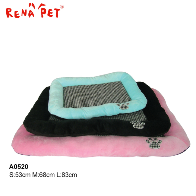 A0520 soft short plush with plaid fabric pet accessories bed dog mat