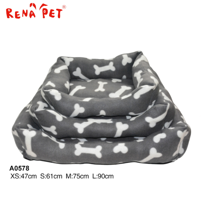 Manufacturer comfortable pet different size pet pp fiber dog bed grey with bone