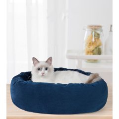 Manufacturer wholesale soft grey blue red removable mat small dog cat bed round
