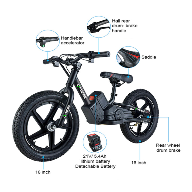 Custom BMX Race Mini Motorized Push Kids' 16 inch 16inch 16'' Motor Baby Boy Toy Children E Bicycle Electric Kids Balance Bike