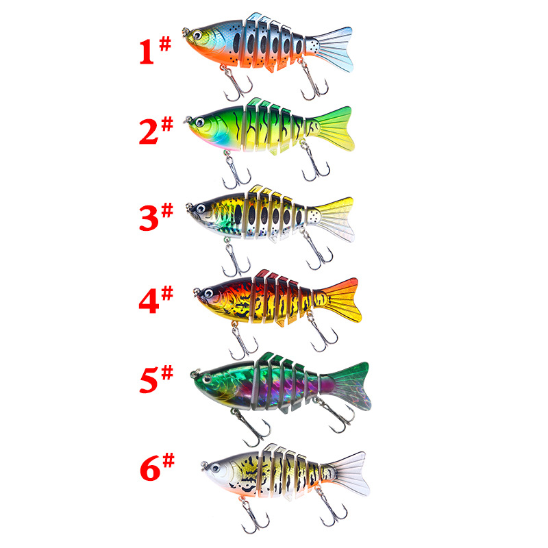 Vente en gros 15.6g 10cm 7 segments 6 couleurs leurres de pêche