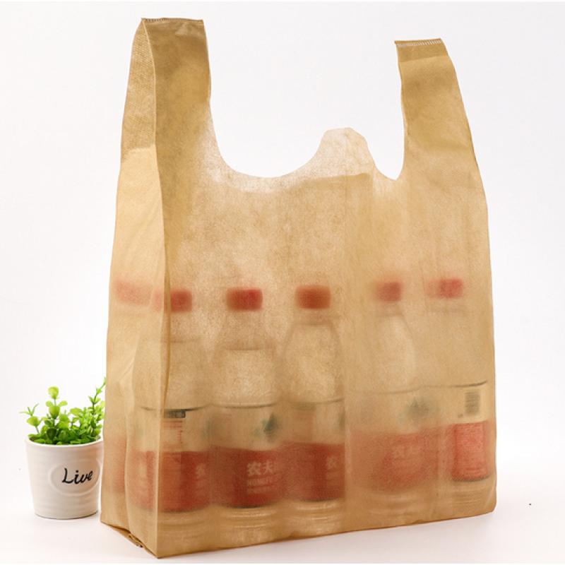 Wholesale Customize Personalized  W shape Die-cut  Non Woven T shirt Shopping bag
